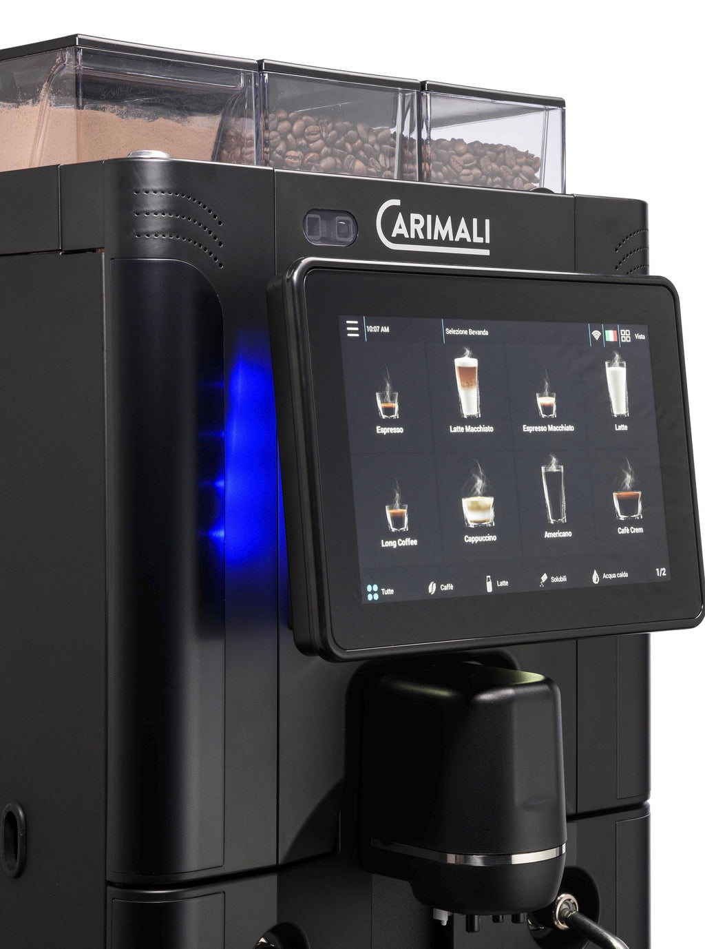 Carimali SilverAce Power fully automatic coffee machine in black, front view