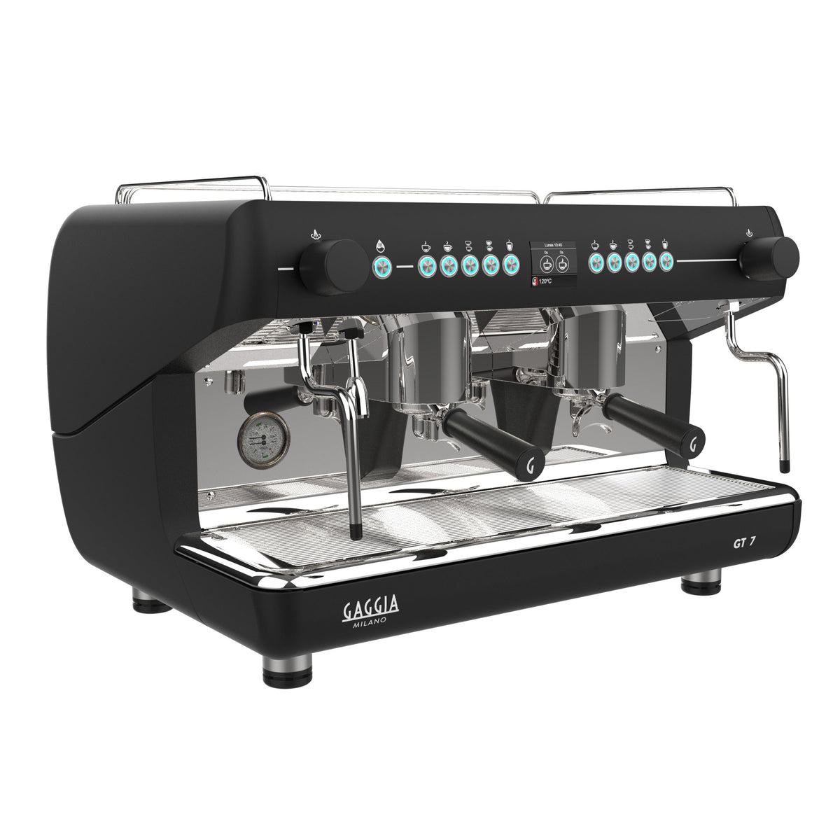 Gaggia GT 7 2-group traditional espresso machine in black, front view