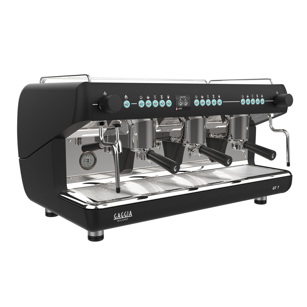 Gaggia GT 7 2-group traditional espresso machine in black, front view