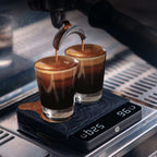 zeroHero E-Smart Compact Coffee Scale in black, angled view