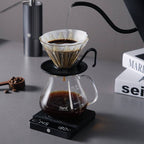 zeroHero E-Smart Compact Coffee Scale in black, angled view