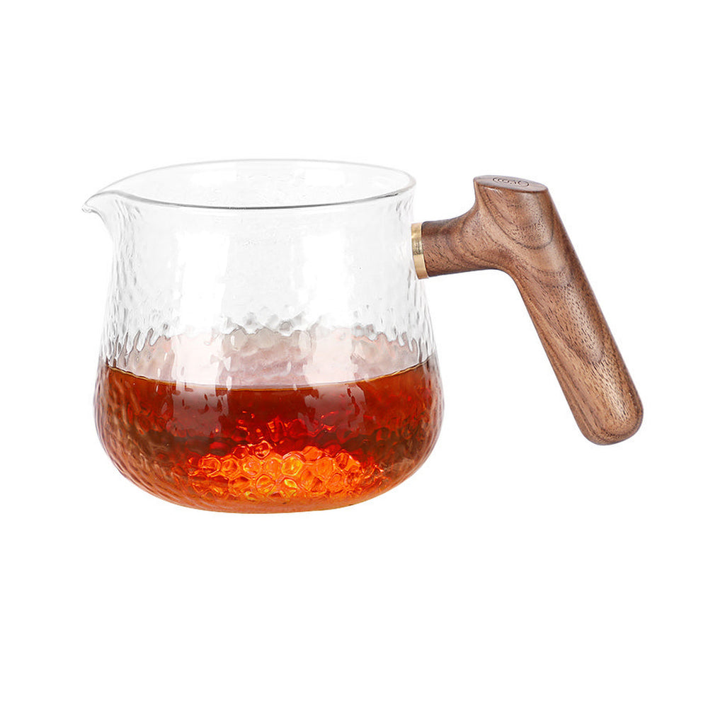 zeroHero Hammered Glass Coffee Server with walnut handle