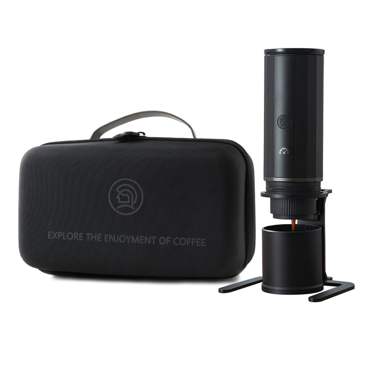 zeroHero Heropresso Portable Espresso Maker, Heated Edition, Black, Coffee maker + stand + bag