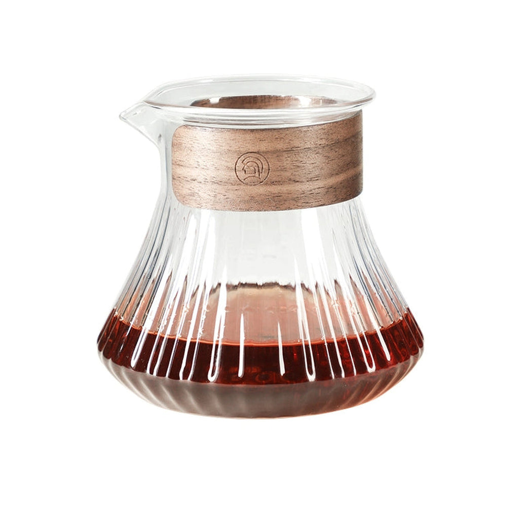zeroHero Melody fluted glass coffee server with bamboo grip