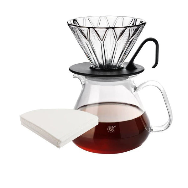 zeroHero Original Glass Pour Over Set with dripper, server and filter papers