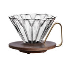 zeroHero Prisma Walnut Glass Dripper with walnut base and brass handle