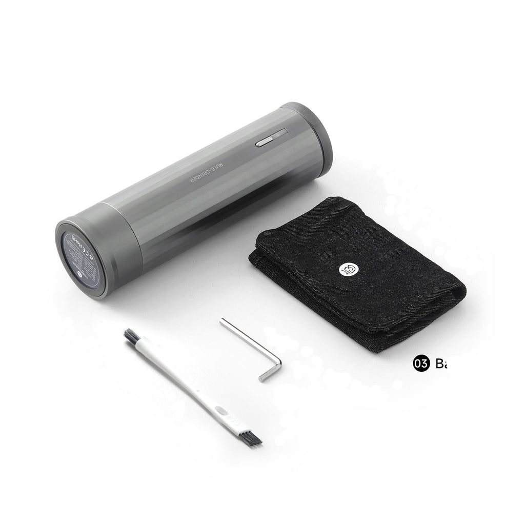 zeroHero Rui portable electric grinder in black, front view