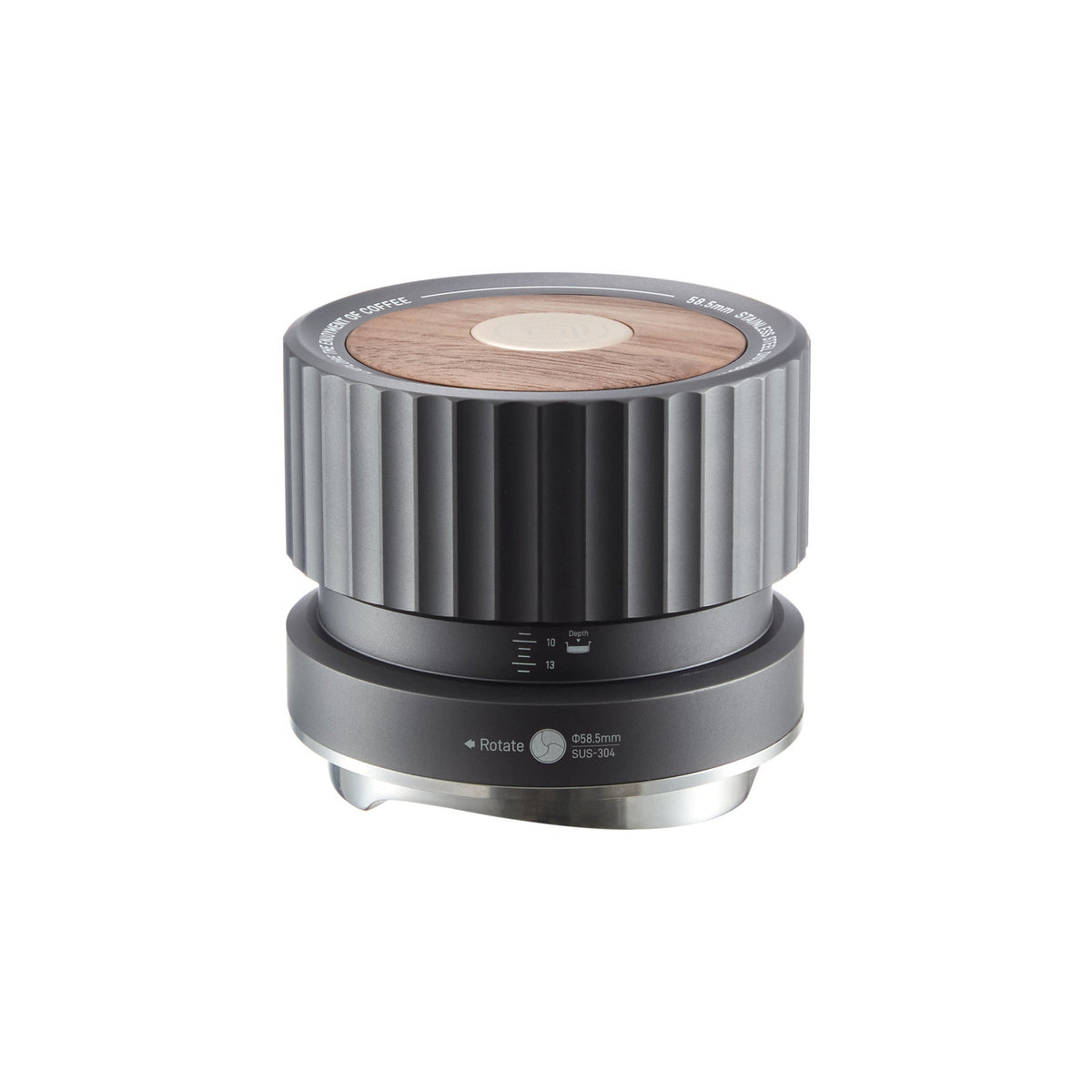 zeroHero Thor Gravity Distributor Pro espresso distributor, angled view