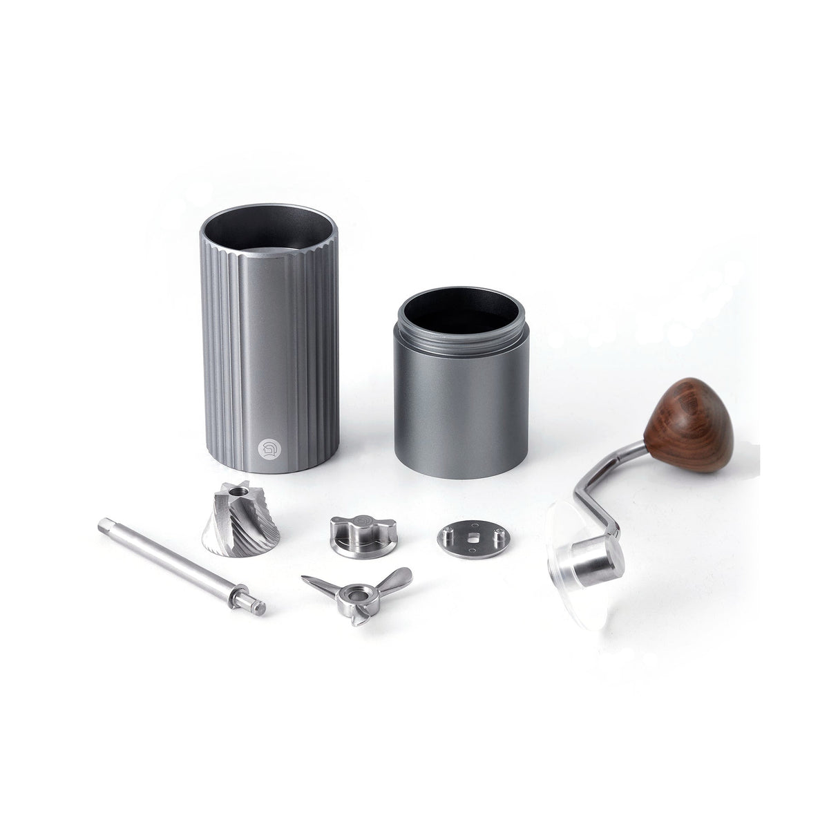 zeroHero Z3 hand grinder in grey, side view
